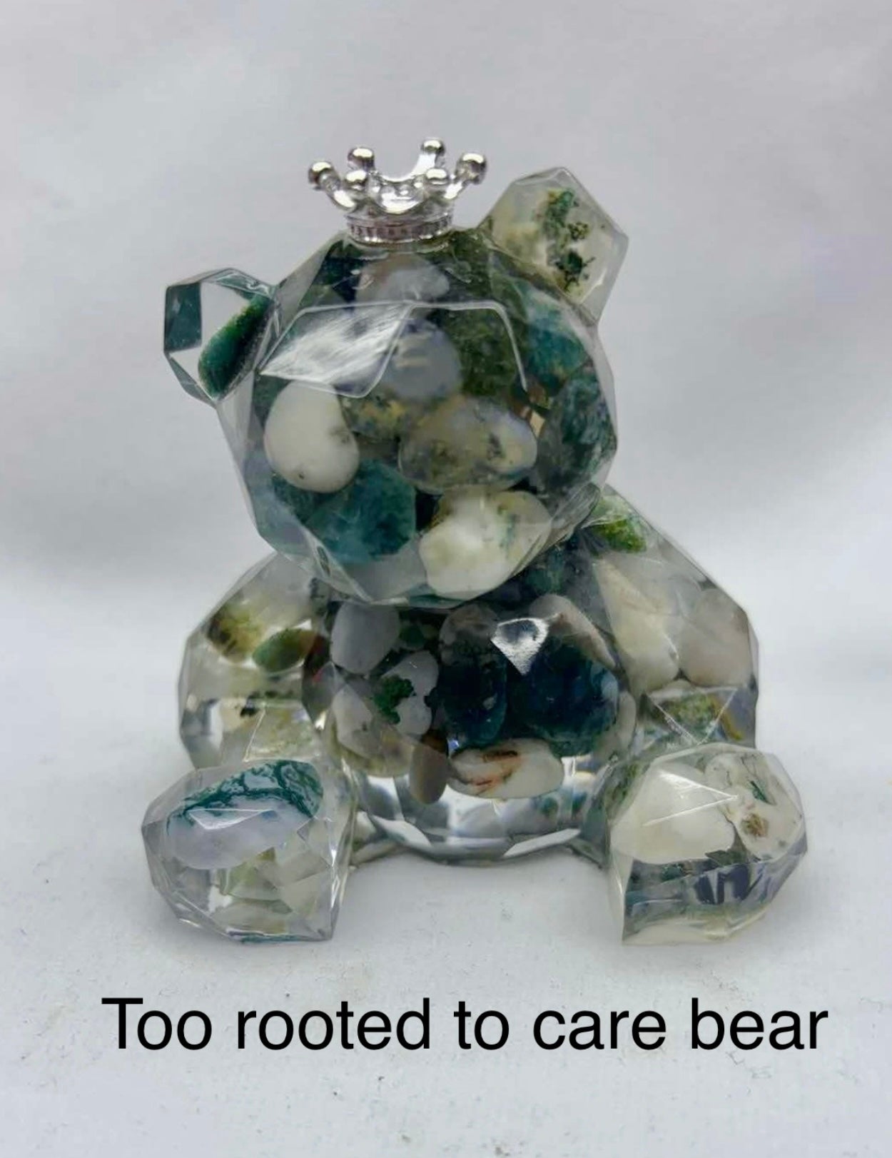 Moss Agate " Too Rooted To Care Bear"