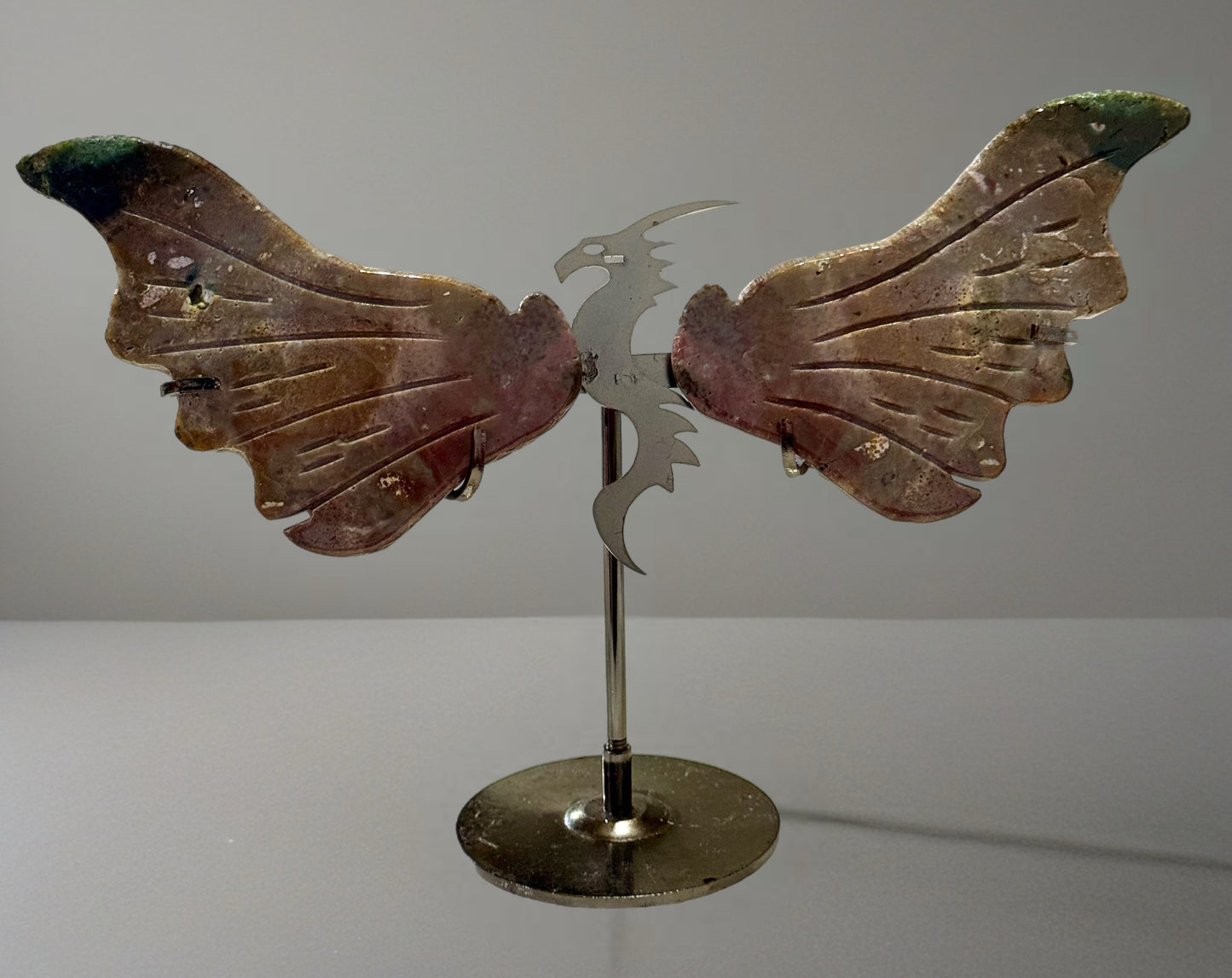Madagascar Sea Jasper Wings Dragon on Stand