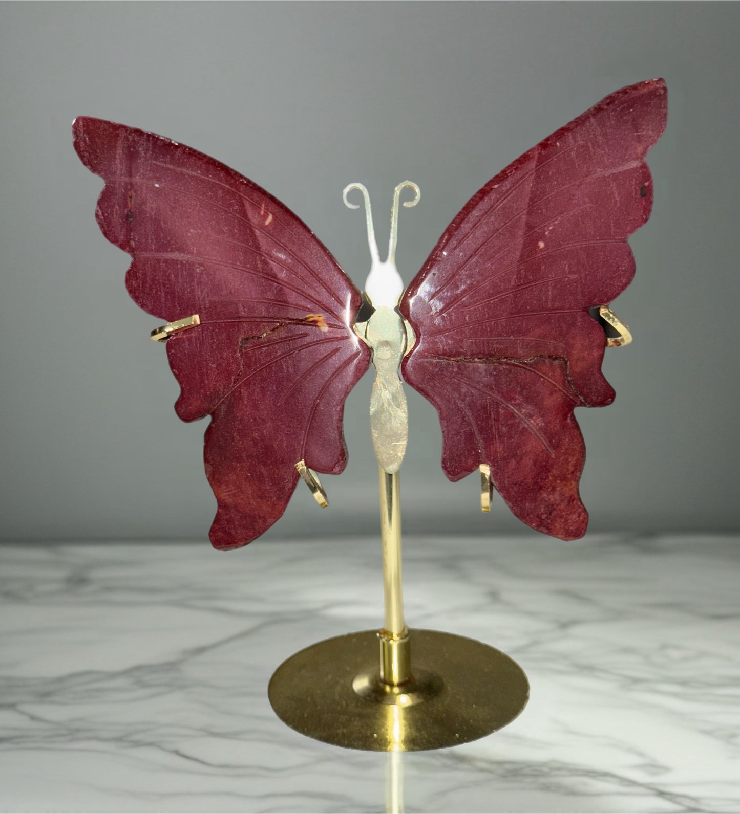 Mookaite Jasper Butterfly on Gold Stand
