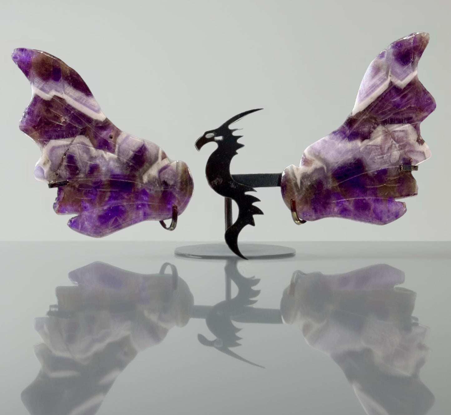 Amethyst Dragon Carvings on Stand
