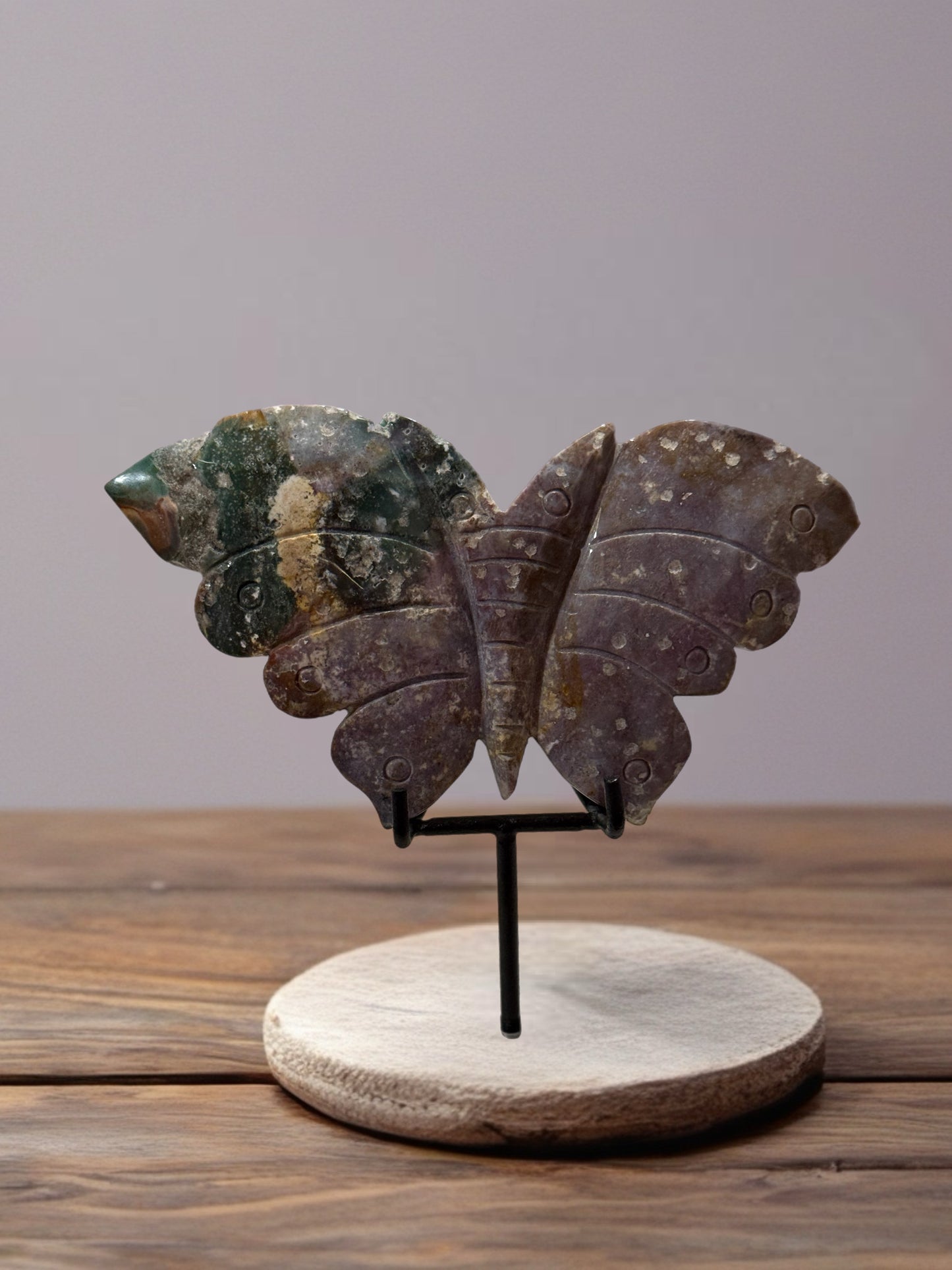 Madagascar Sea Jasper Butterfly Carving