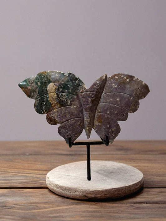 Madagascar Sea Jasper Butterfly Carving
