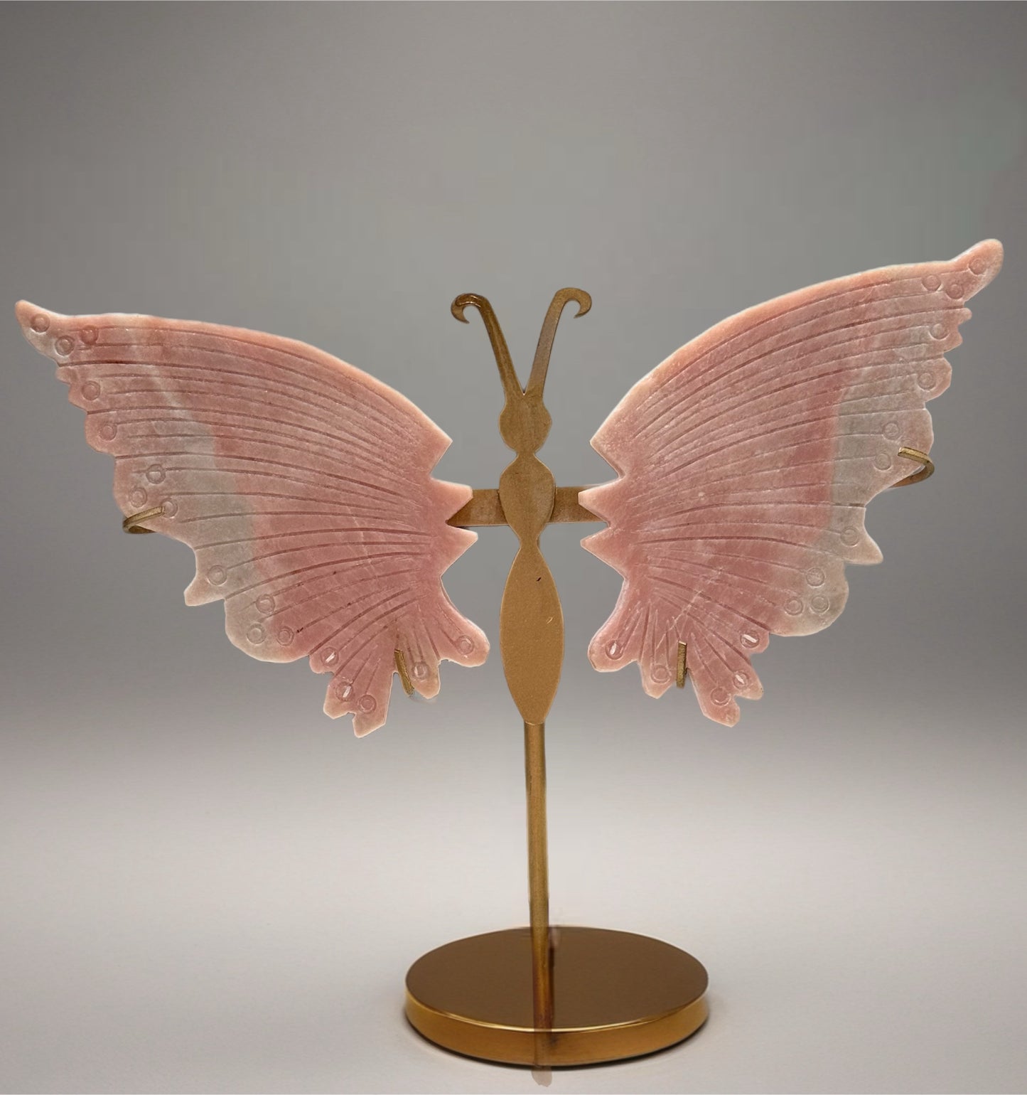 HUGE Pink Opal Butterfly on Gold Stand