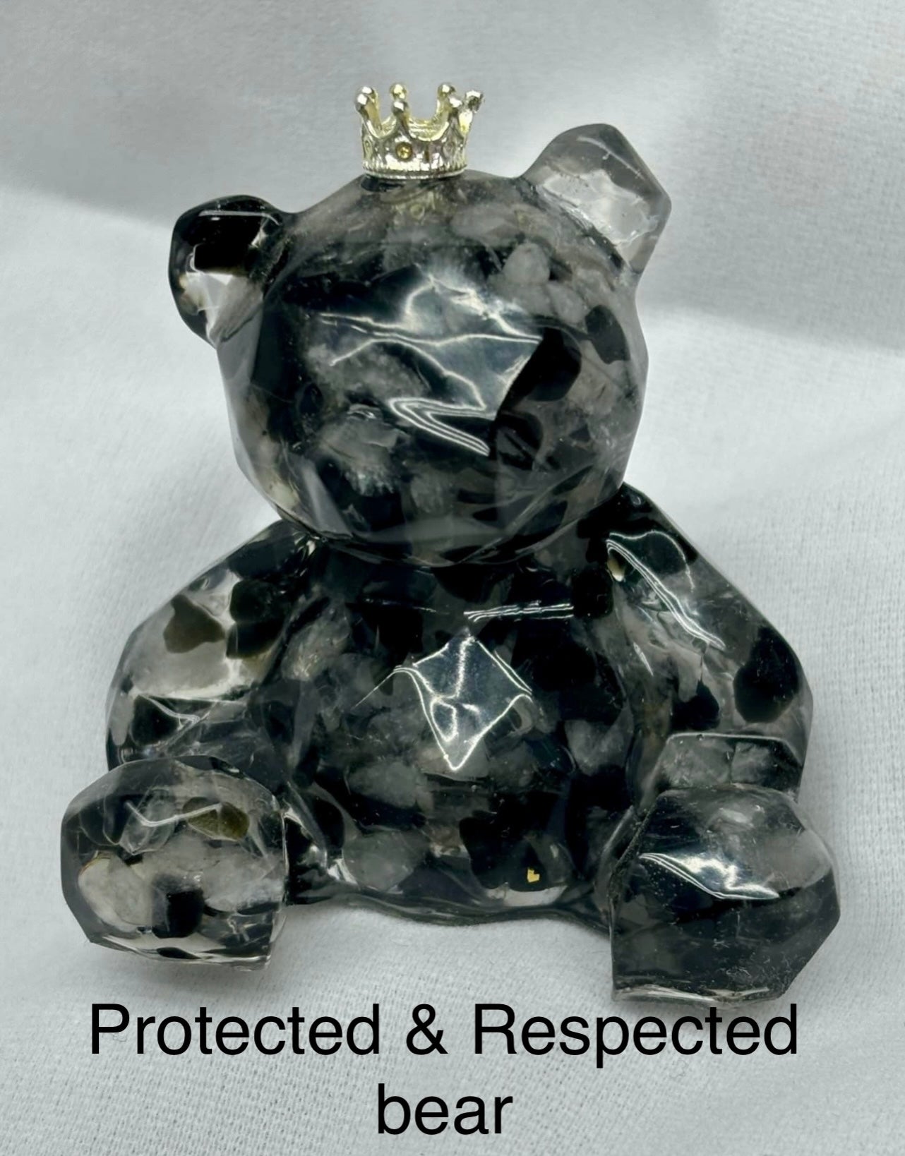 Clear Quartz & Obsidian - "Protected & Respected Bear"