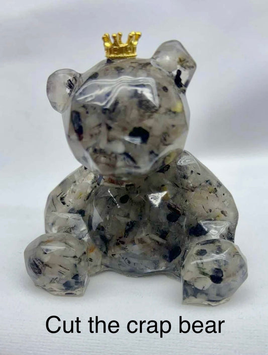Tourmalated Quartz - "Cut The Crap Bear"