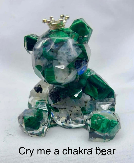 Malachite & Rainbow Moonstone - "Cry Me A Chakra Bear