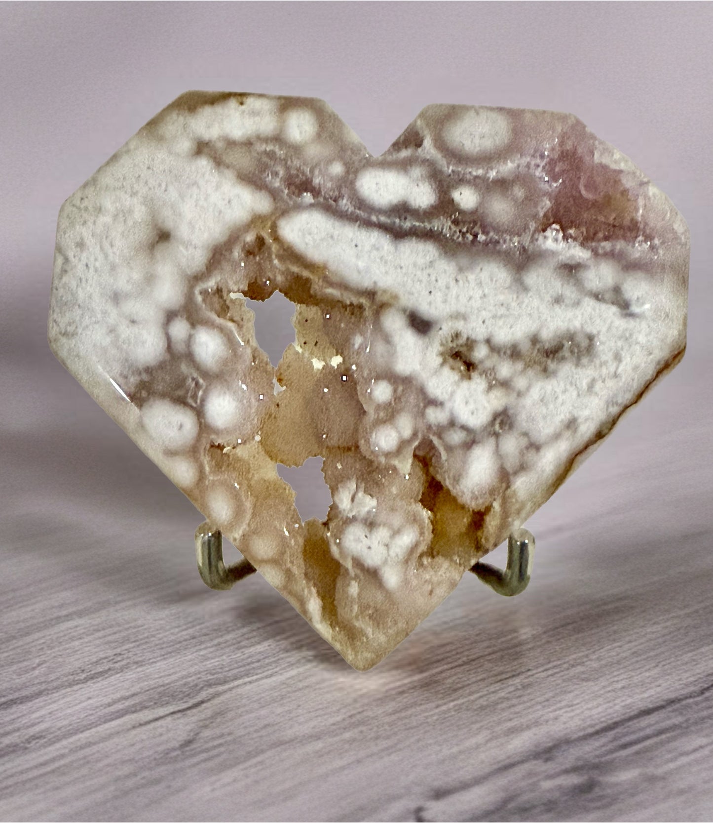 Druzy Pink Amethyst Heart Carving