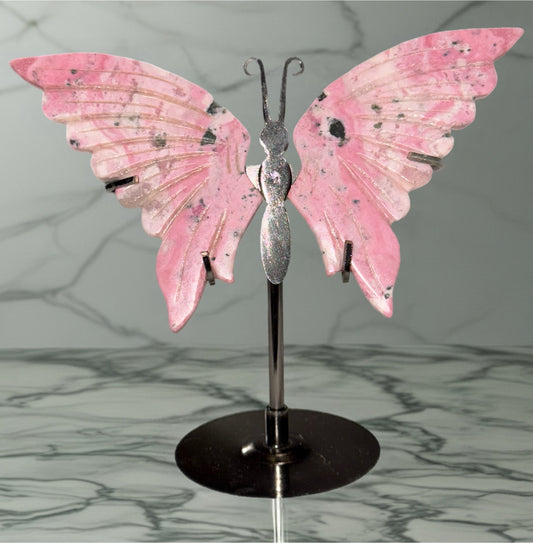 Peruvian Rhodochrosite Butterfly On Stand