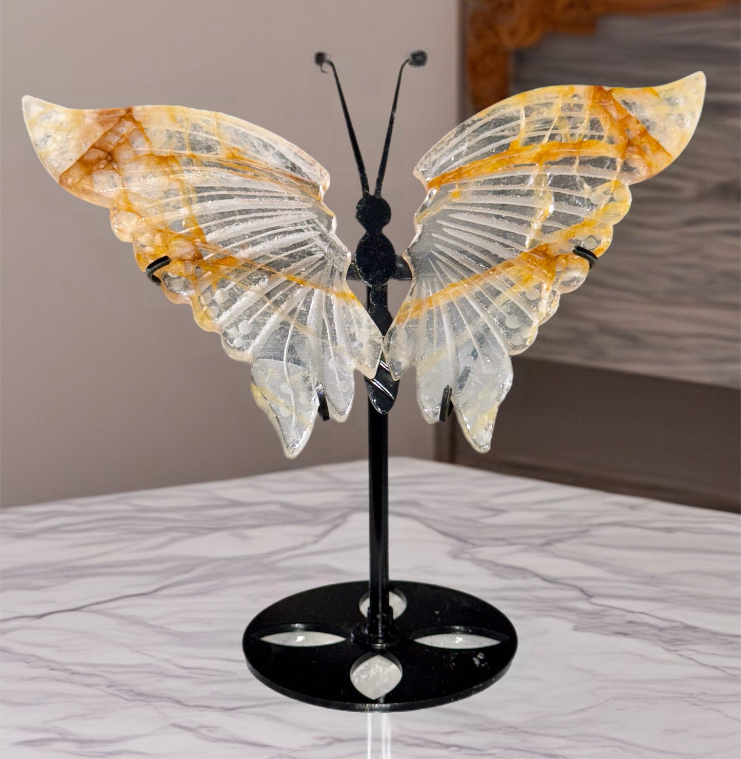 Golden Healer Butterfly Carving On Stand