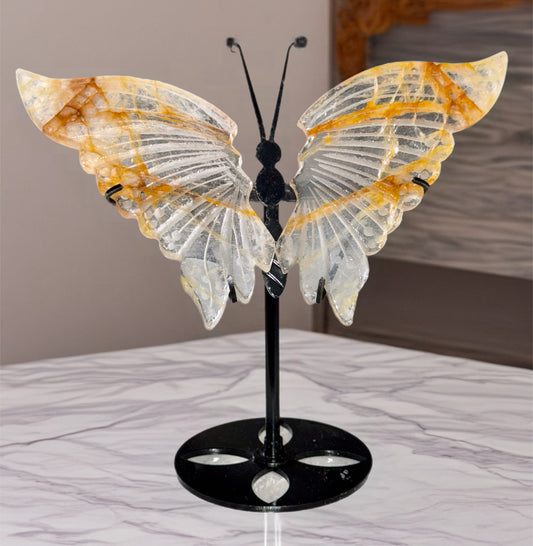 Golden Healer Butterfly Carving On Stand
