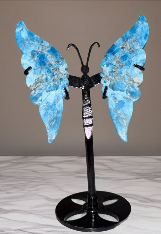 Blue Apatite Butterfly on Stand